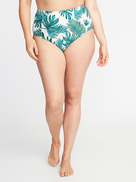 View large product image 1 of 2. High-Waisted Secret-Slim Plus-Size Swim Bottoms