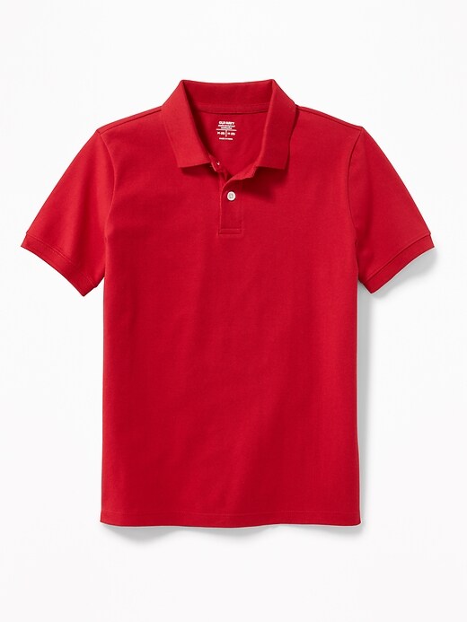 View large product image 1 of 1. Stain-Resistant Uniform Pique Polo For Boys