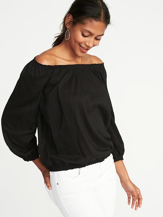 Image number 1 showing, Off-the-Shoulder Cinched-Waist Top for Women