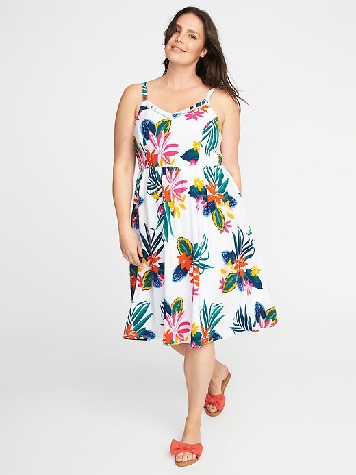 Plus-Size Sleeveless Fit & Flare Cami Midi | Old Navy