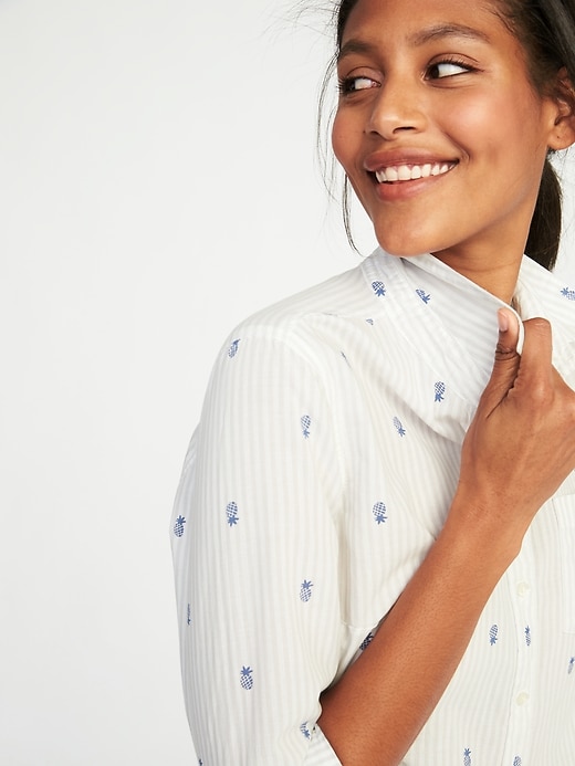 Image number 4 showing, Relaxed Classic Printed Shirt for Women