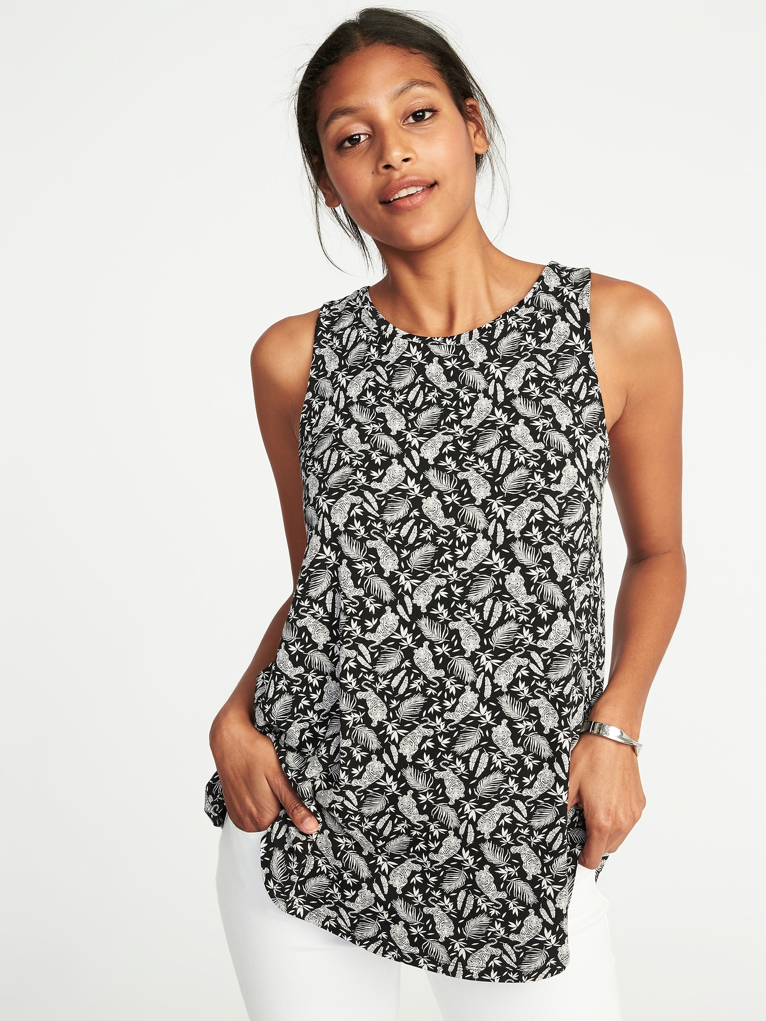 Luxe High-Neck Printed Tank for Women | Old Navy