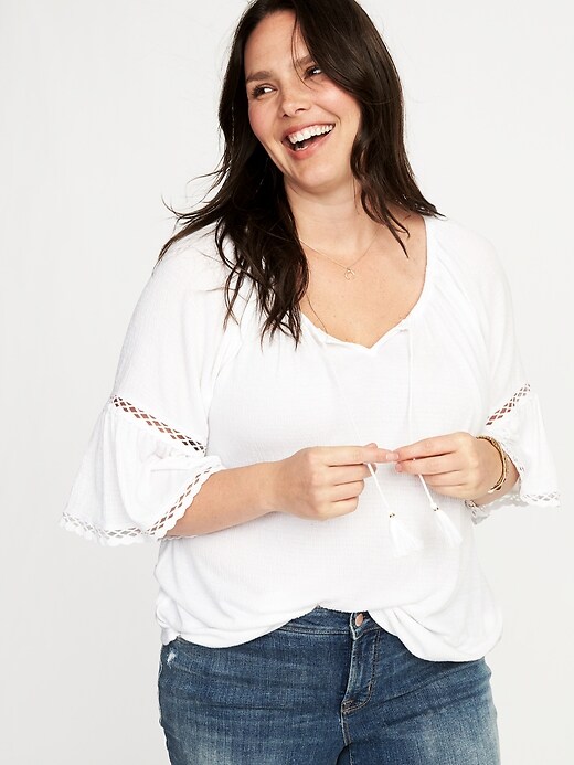 View large product image 1 of 1. Plus-Size Bell-Sleeve Swing Top