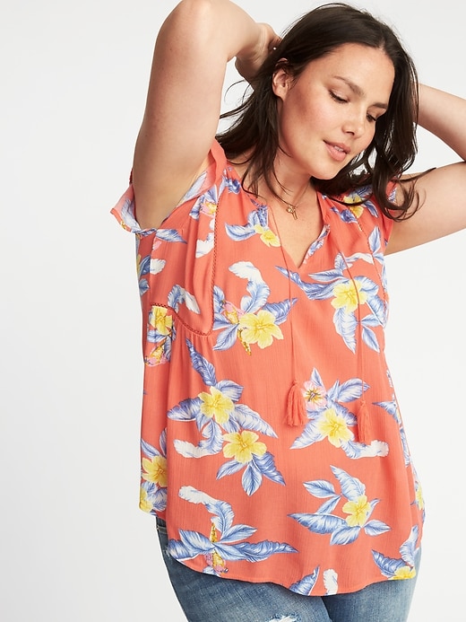 Image number 1 showing, Plus-Size Flutter-Sleeve Swing Top