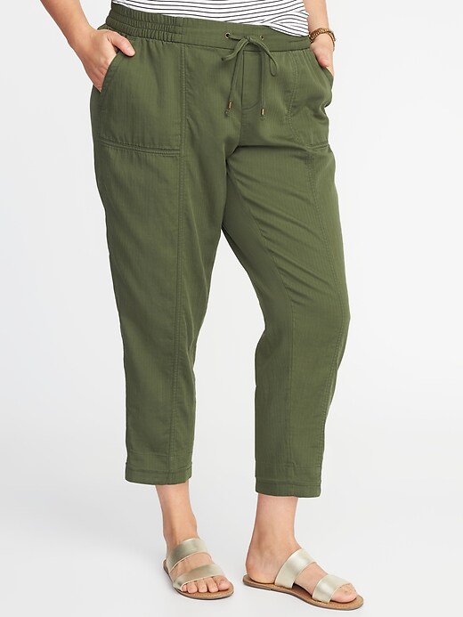 Plus-Size Mid-Rise Soft Utility Cropped Pants | Old Navy