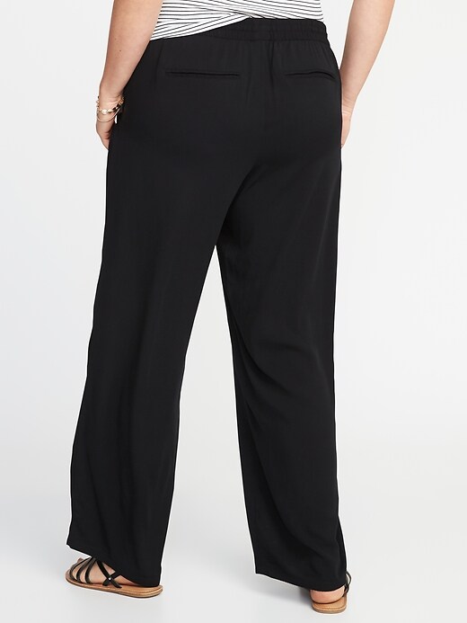 View large product image 2 of 3. Mid-Rise Plus-Size Wide-Leg Soft Pants