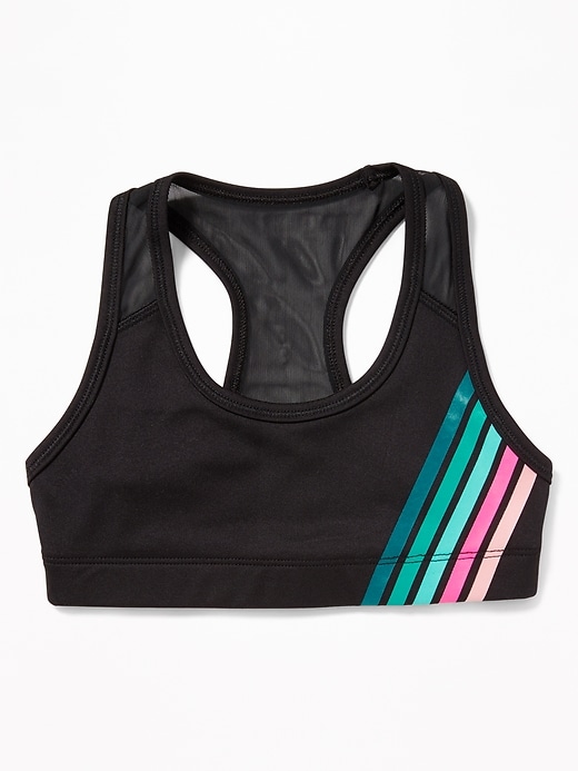 View large product image 1 of 2. Go-Dry Cool Mesh-Trim Racerback Sports Bra for Girls