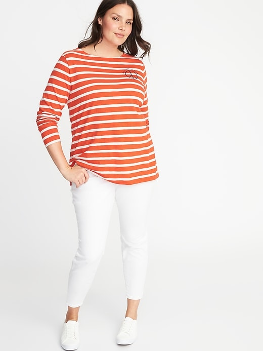 Image number 3 showing, Relaxed Plus-Size Mariner-Stripe Graphic Tee