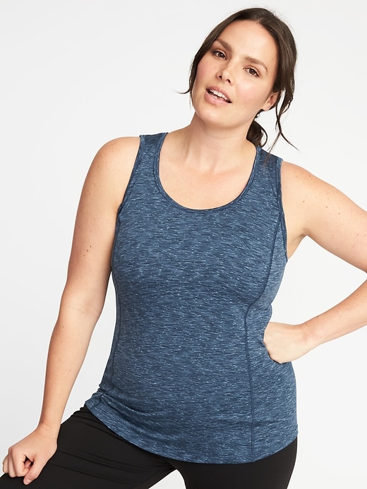 Image number 1 showing, Fitted Plus-Size Keyhole-Back Performance Tank