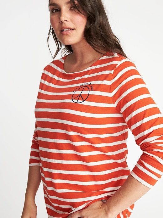 Image number 4 showing, Relaxed Plus-Size Mariner-Stripe Graphic Tee