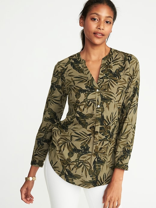 View large product image 1 of 1. Relaxed Twill Popover Shirt for Women