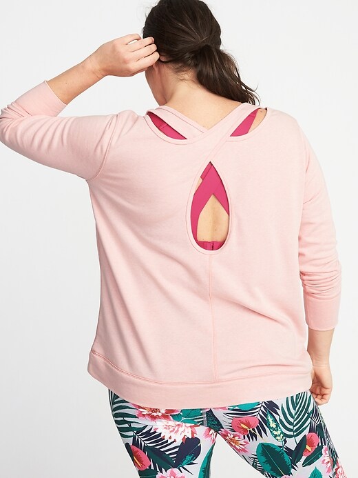 Image number 1 showing, Relaxed Plus-Size Keyhole-Back Sweatshirt
