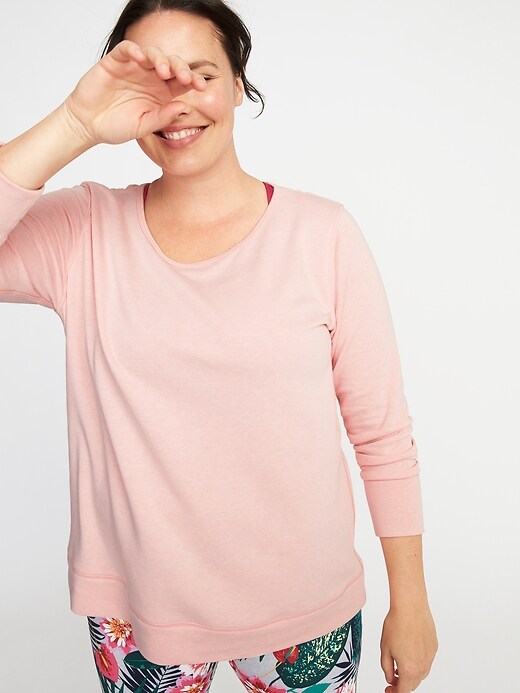 Image number 4 showing, Relaxed Plus-Size Keyhole-Back Sweatshirt
