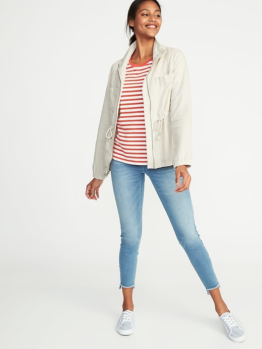 Image number 3 showing, Linen-Blend Field Jacket for Women