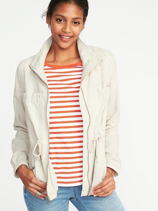Image number 1 showing, Linen-Blend Field Jacket for Women