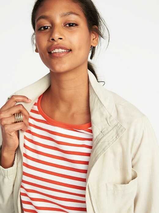 Image number 4 showing, Linen-Blend Field Jacket for Women