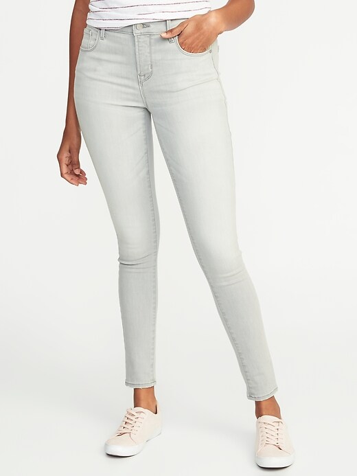 View large product image 1 of 3. Mid-Rise Built-In Sculpt Gray Rockstar Jeans for Women