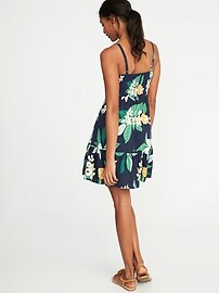 トップス Organdy tiered cami dress (Navy flower) Organdy tiered cami dress (Navy flower) – POPPY