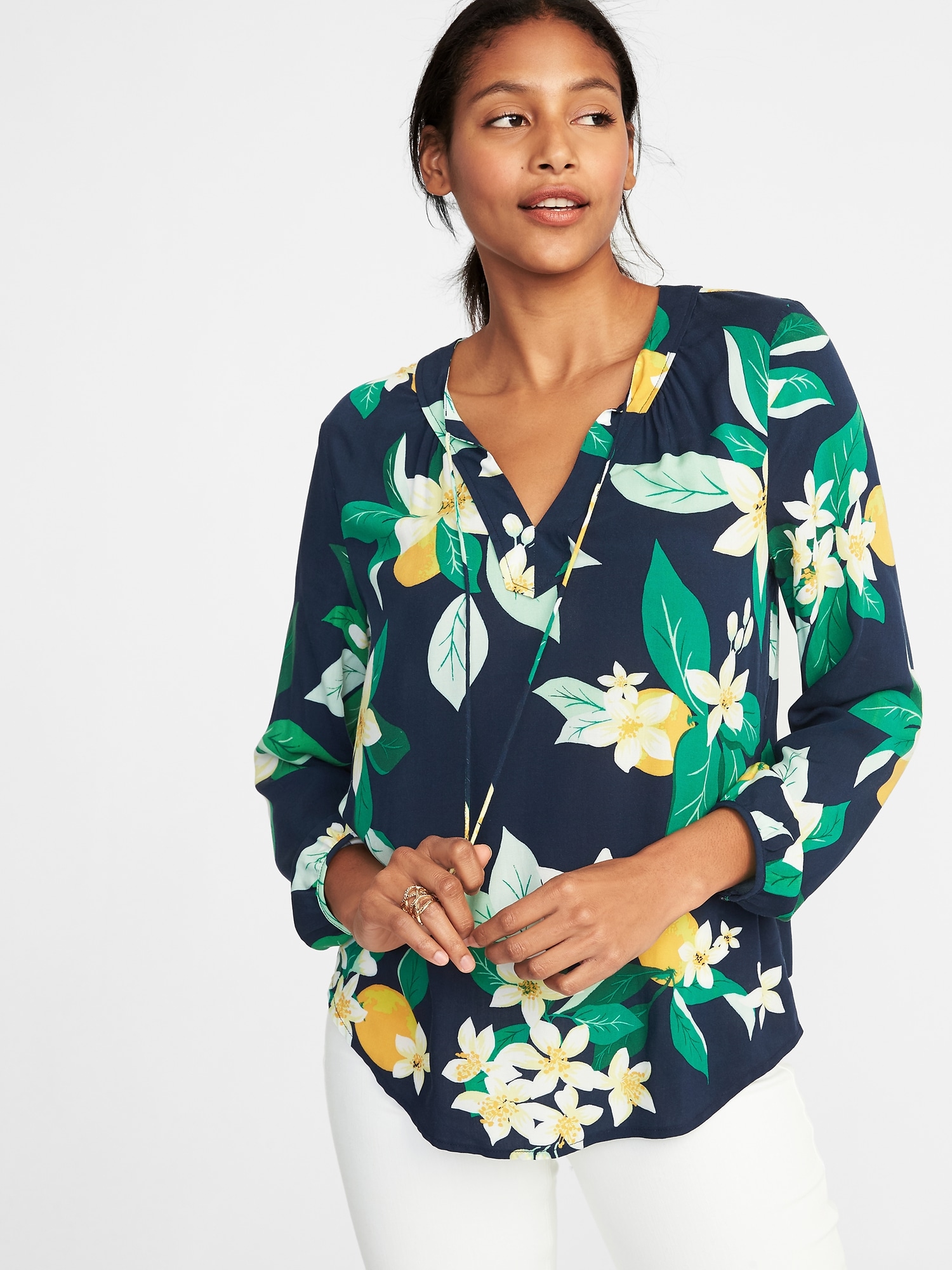Relaxed Tie-Neck Blouse for Women | Old Navy