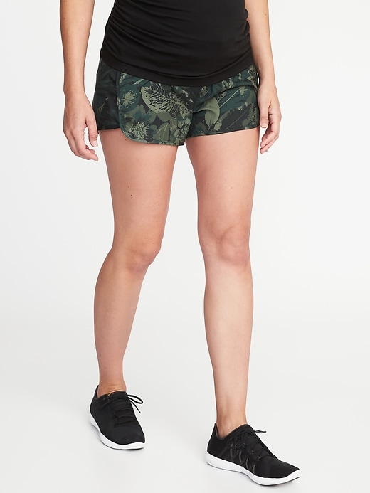 View large product image 1 of 1. Maternity Full-Panel Semi-Fitted Run Shorts