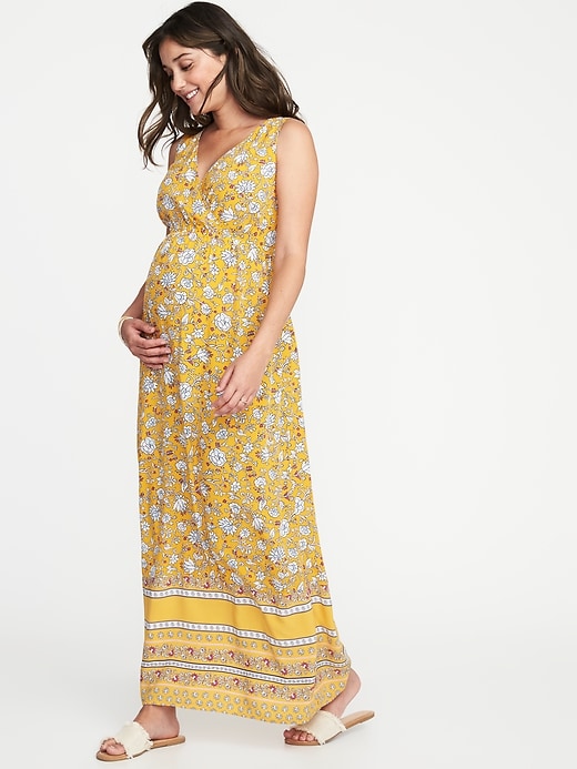 View large product image 1 of 1. Maternity Sleeveless Empire-Waist Maxi Dress