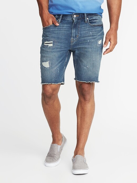 View large product image 1 of 2. Slim Built-In Flex Denim Cut-Off Shorts (9")
