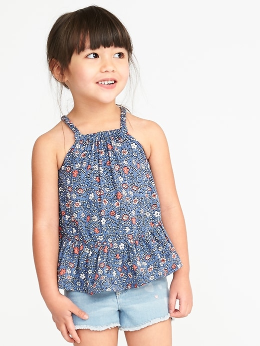 View large product image 1 of 1. Floral-Print Tiered-Hem Cami for Toddler Girls