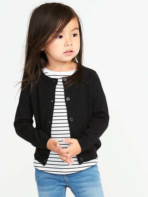 View large product image 1 of 4. Button-Front Crew-Neck Cardigan for Toddler Girls
