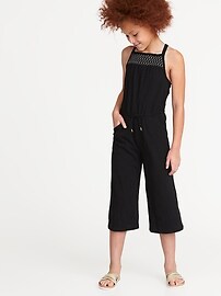 View large product image 3 of 3. Slub-Knit Wide-Leg Jumpsuit for Girls