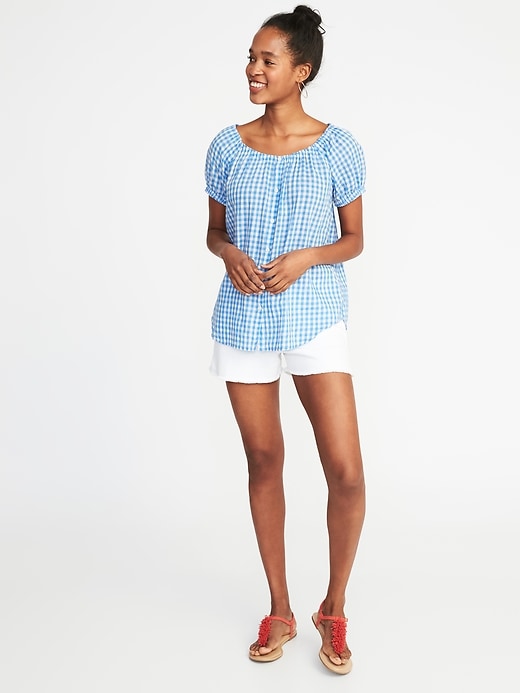 Image number 3 showing, Relaxed Button-Front Gingham Top for Women