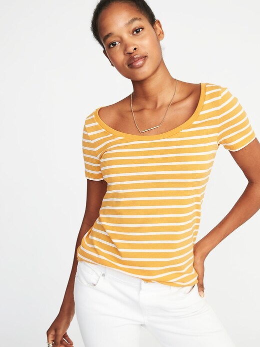 Image number 1 showing, Slim-Fit Scoop-Neck Tee for Women