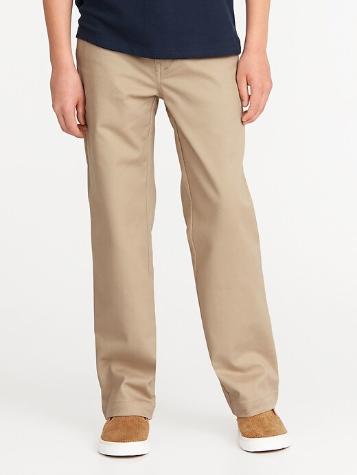 View large product image 1 of 1. Uniform Built-In Flex Stain-Resistant Straight Khakis for Boys