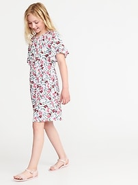 View large product image 3 of 3. Cinched-Waist Ruffle-Sleeve Dress for Girls