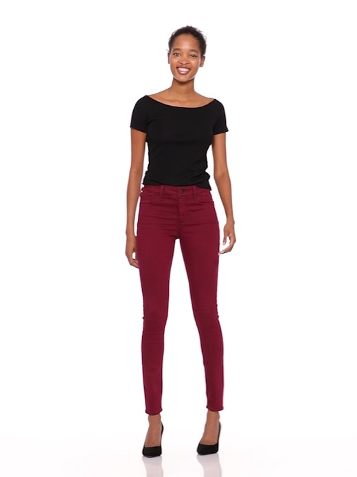 Buy Sinsay women skinny fit mid rise solid pants maroon Online