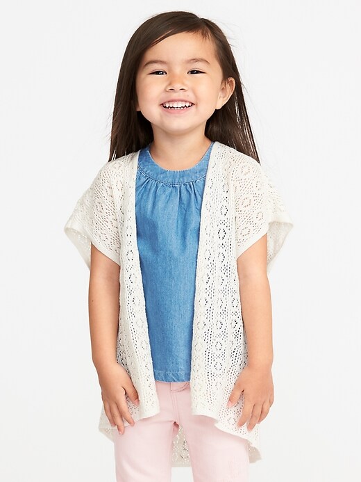 View large product image 1 of 1. Open-Front Kimono-Sleeve Sweater for Toddler Girls