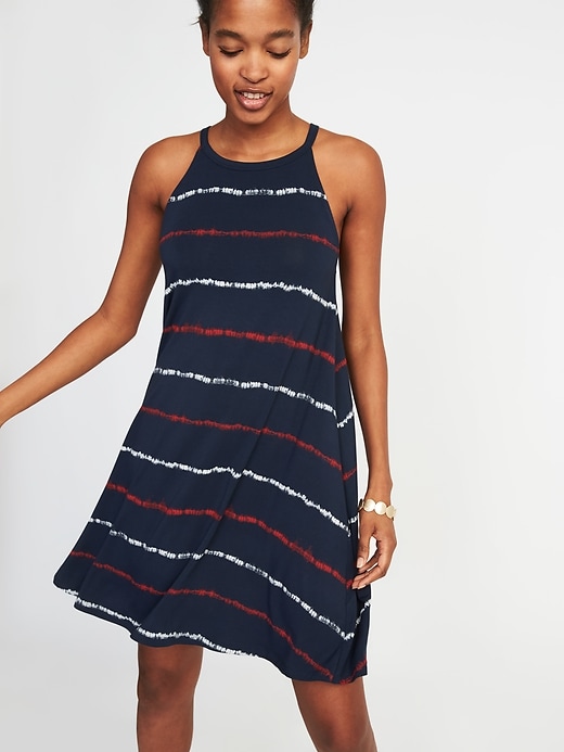 Image number 4 showing, Suspended-Neck Striped Swing Dress for Women