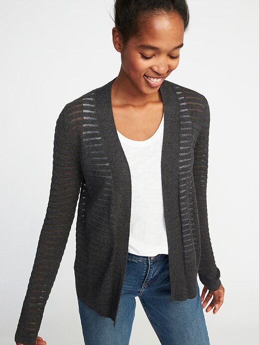 Image number 1 showing, Open-Front Textured Sweater for Women