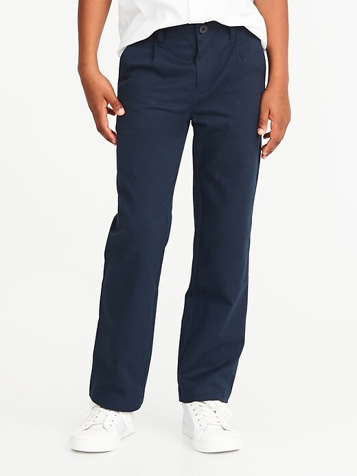 View large product image 1 of 1. Uniform Built-In Flex Pleated Straight Khakis For Boys