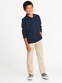 View large product image 3 of 3. Built-In Flex Long-Sleeve Uniform Pique Polo For Boys