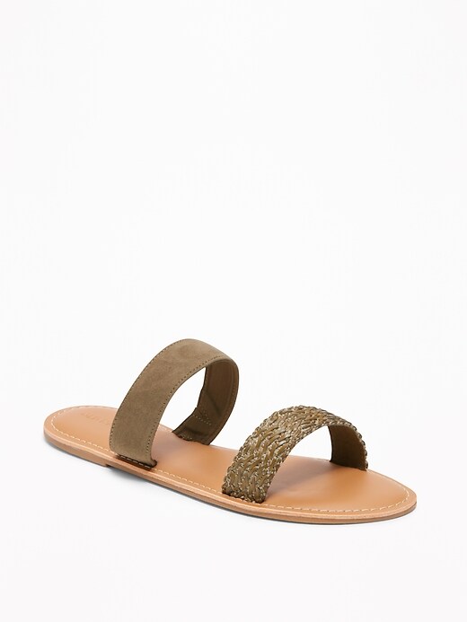 View large product image 1 of 1. Faux-Suede/Braided Double-Strap Sandals for Women