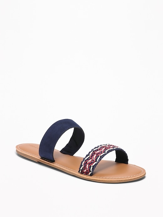 Image number 1 showing, Faux-Suede/Braided Double-Strap Sandals for Women