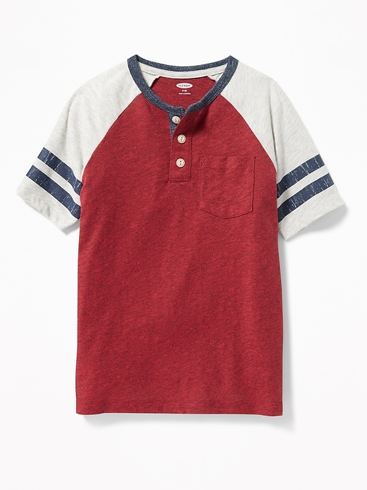 View large product image 1 of 1. Raglan Pocket Henley For Boys