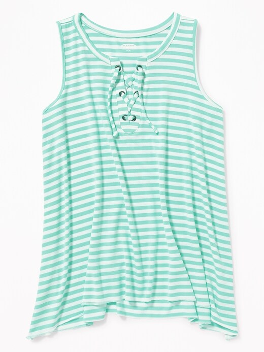 View large product image 1 of 1. Relaxed Striped Lace-Up Tank for Girls