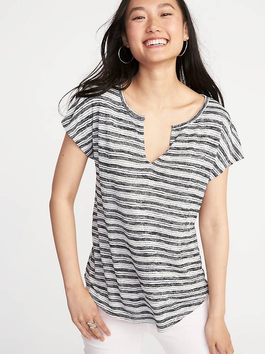 Image number 1 showing, Relaxed Split-Neck Tee for Women