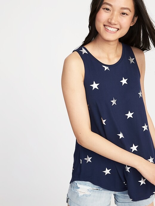 Image number 4 showing, Star-Print High-Neck Swing Tank for Women