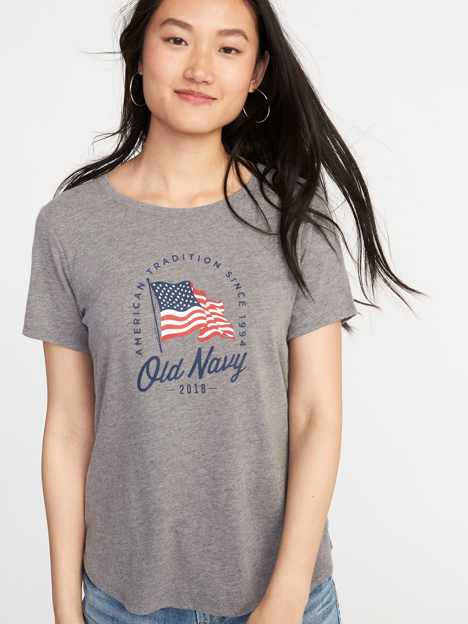 Relaxed Flag Crew Navy Tee