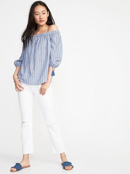 Image number 3 showing, Off-the-Shoulder Tassel-Cuff Top for Women