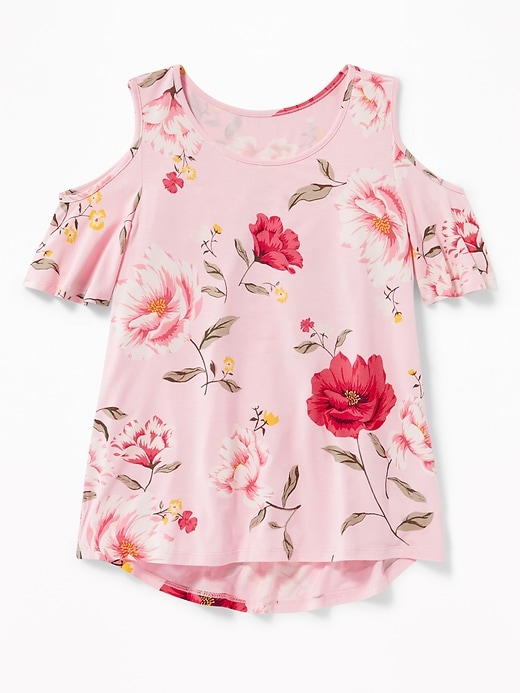 View large product image 1 of 1. Relaxed Cold-Shoulder A-Line Top for Girls