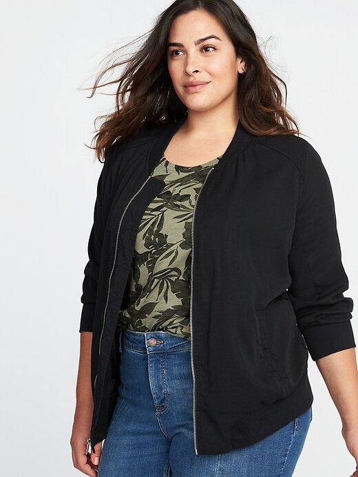 View large product image 1 of 1. Lightweight Twill Plus-Size Bomber Jacket