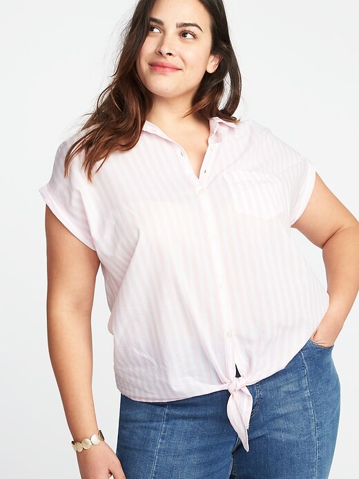 Image number 5 showing, Plus-Size No-Peek Tie-Front Top